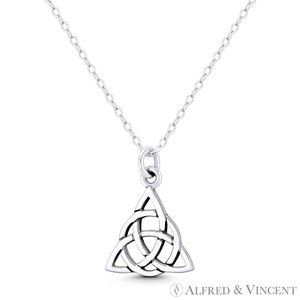 Trinity-Knot / Triquetra Celtic Charm Pendant in Oxidized .925 Sterling Silver